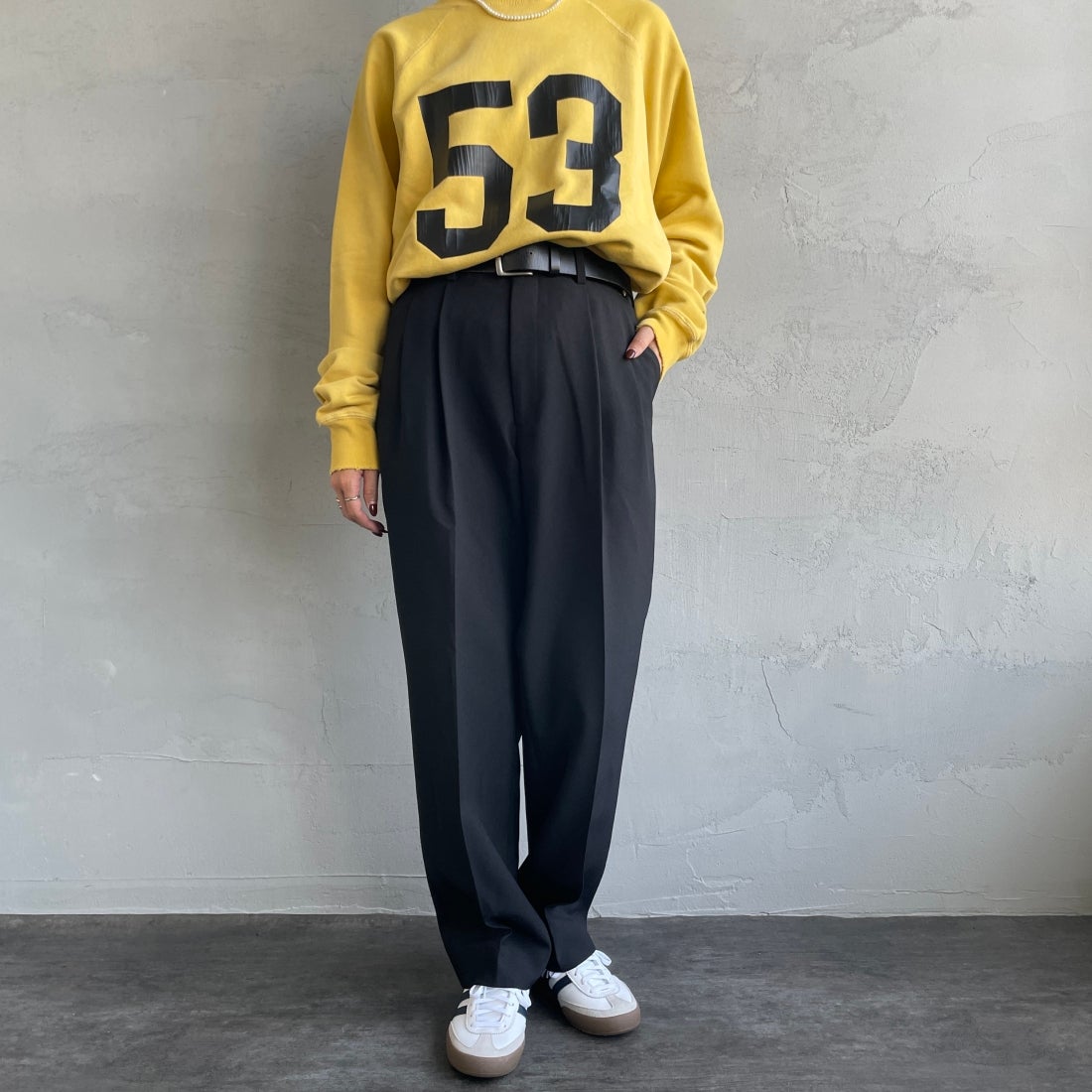 THE SHINZONE [ザ シンゾーン] クライスラーパンツ [21AMSPA01] 07 BLACK&&モデル身長：156cm 着用サイズ：PO&&