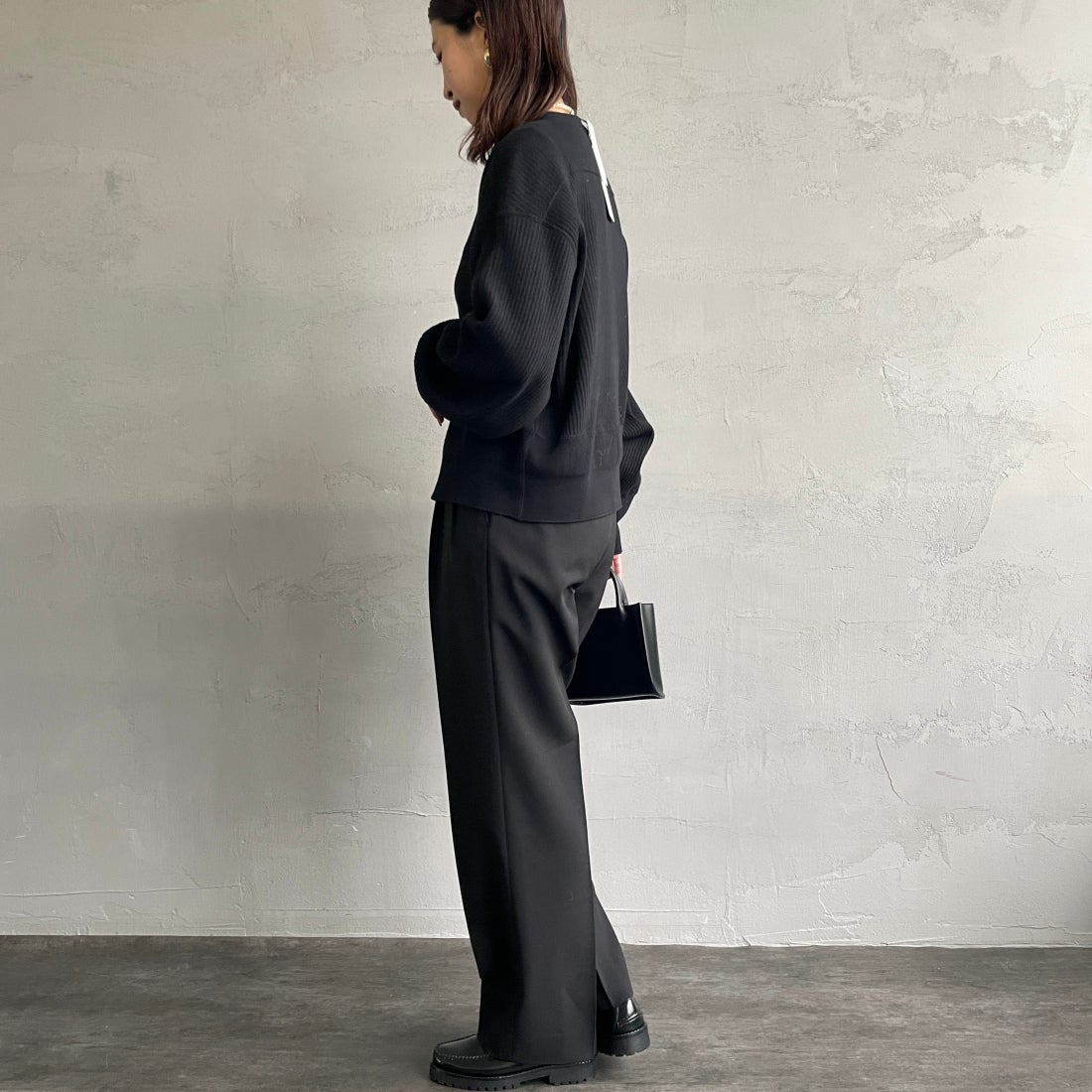 THE SHINZONE [ザ シンゾーン] クライスラーパンツ [21AMSPA01] 07 BLACK&&モデル身長：163cm 着用サイズ：32&&