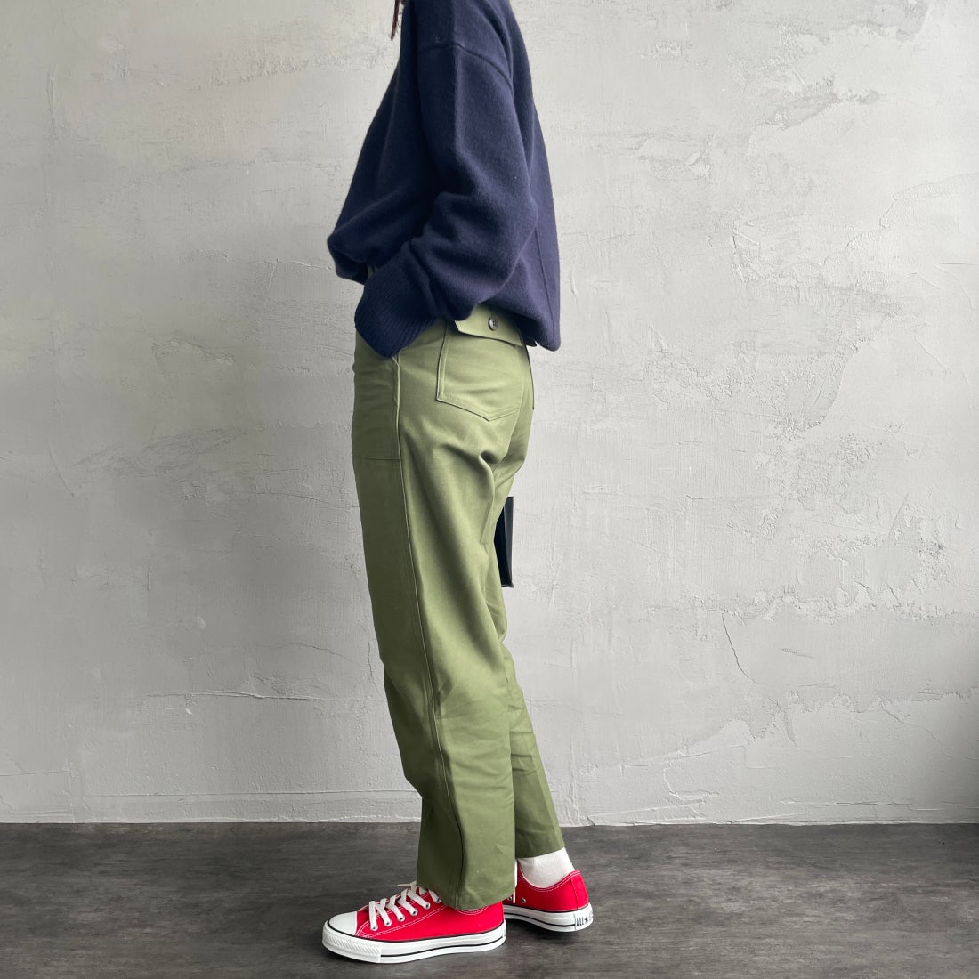 THE SHINZONE [ザ シンゾーン] ベイカーパンツ [15AMSPA18] 62 KHAKI &&モデル身長：163cm 着用サイズ：34&&