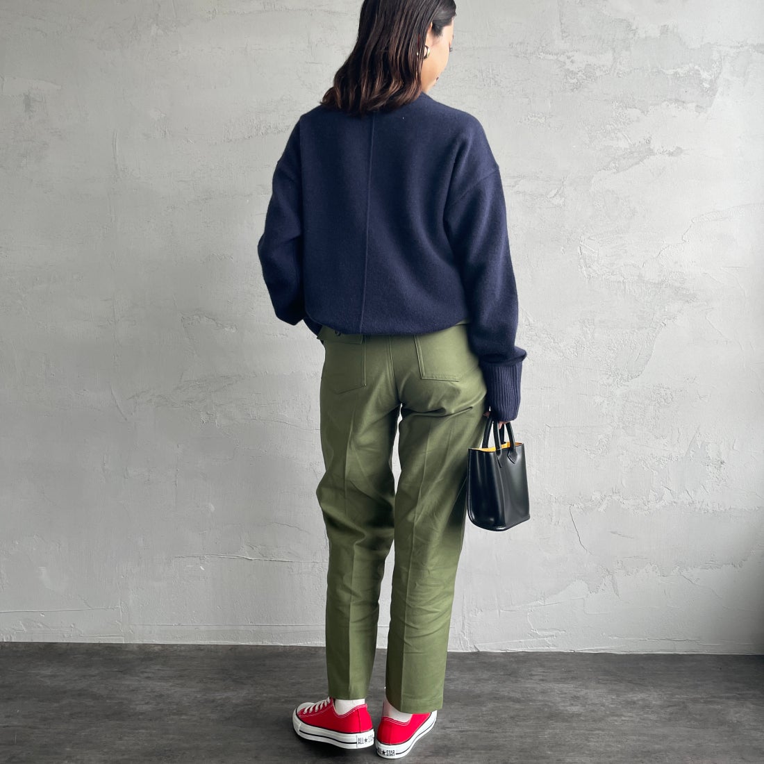 THE SHINZONE [ザ シンゾーン] ベイカーパンツ [15AMSPA18] 62 KHAKI &&モデル身長：163cm 着用サイズ：34&&