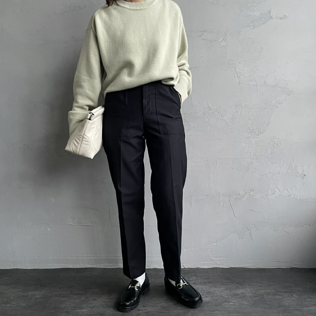 THE SHINZONE [ザ シンゾーン] ベイカーパンツ [15AMSPA18] 07 BLACK &&モデル身長：163cm 着用サイズ：32&&