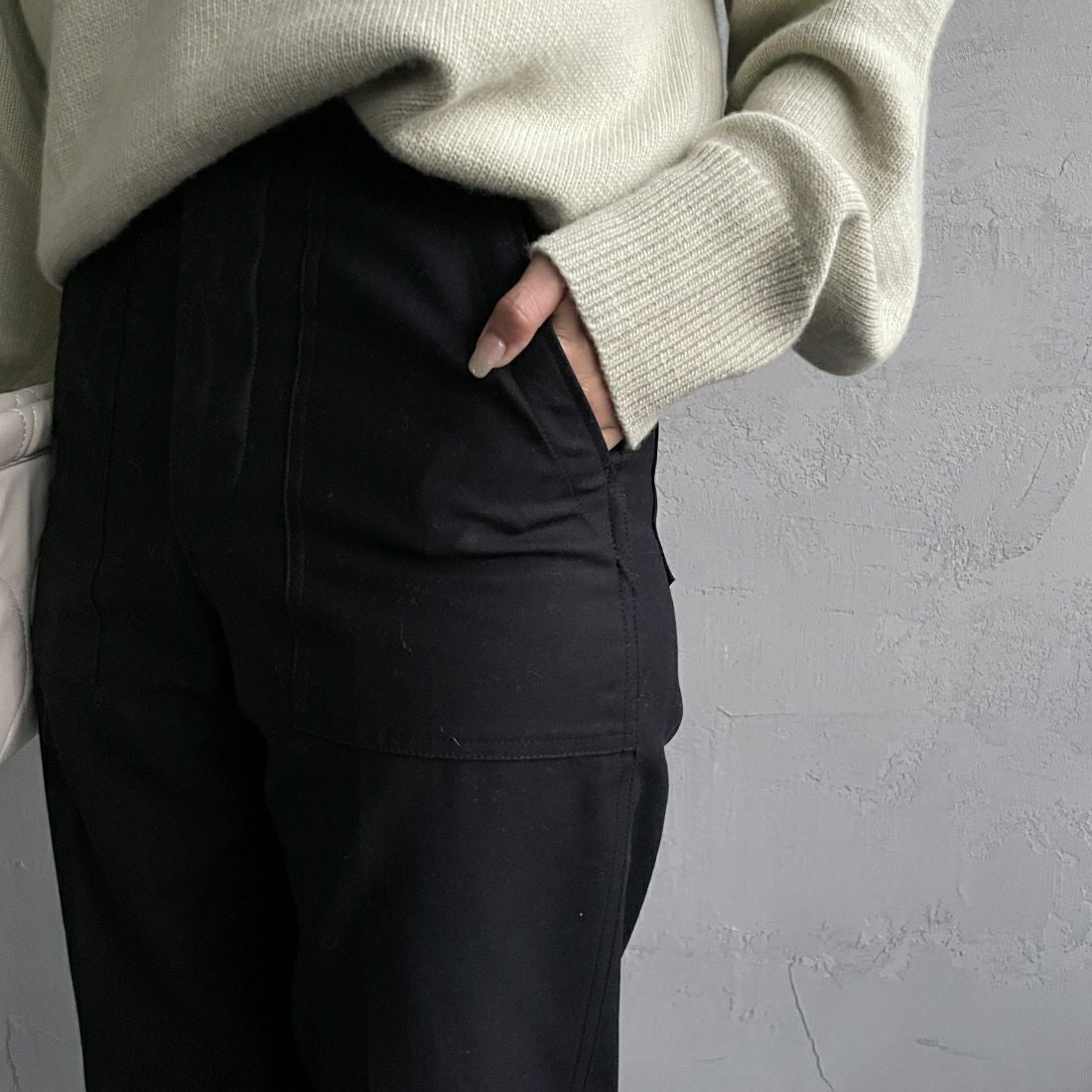 THE SHINZONE [ザ シンゾーン] ベイカーパンツ [15AMSPA18] 07 BLACK &&モデル身長：163cm 着用サイズ：32&&