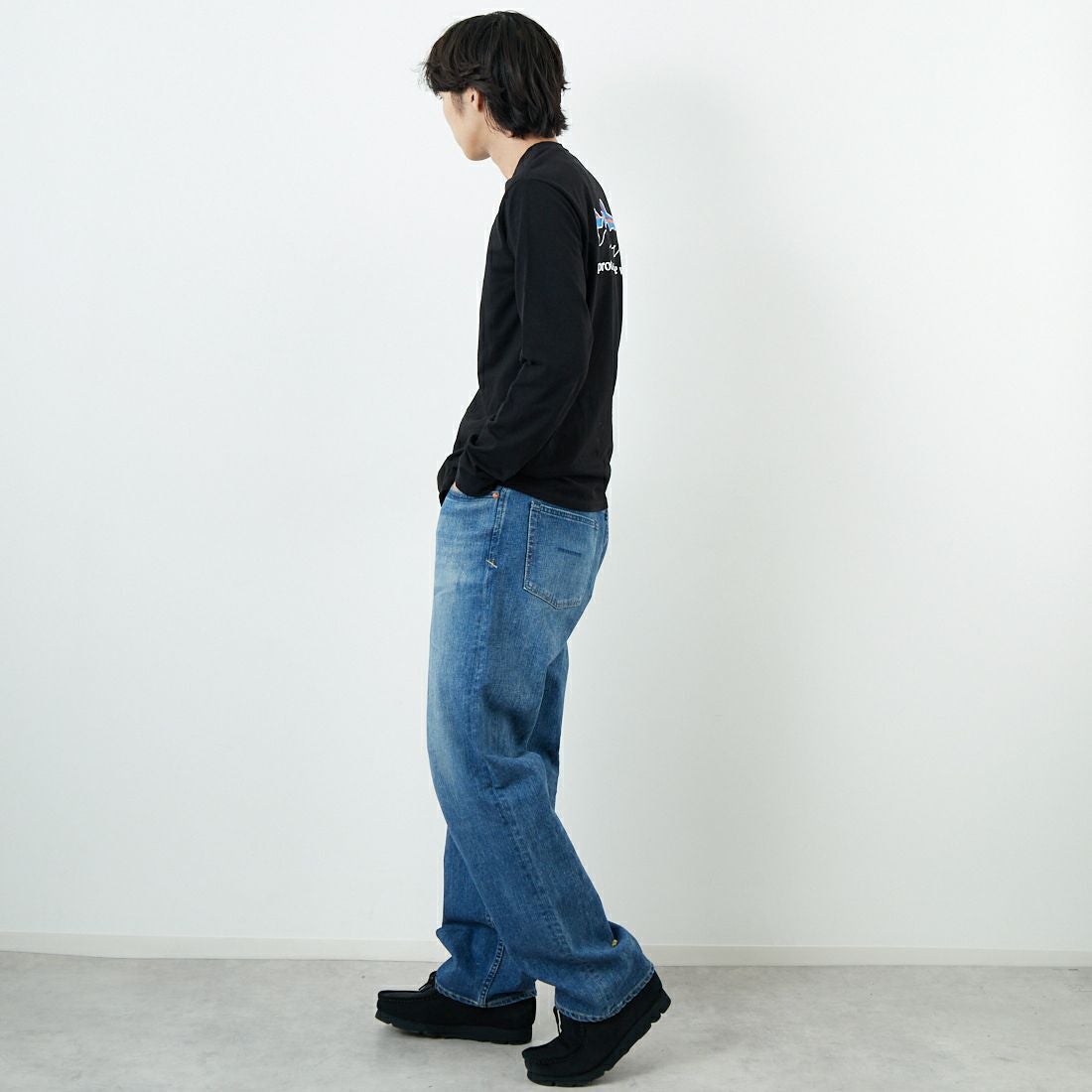 patagonia [パタゴニア] メンズ ロングスリーブ ホームウォータートラウト レスポンシビリティー [37574] BLK &&モデル身長：179cm 着用サイズ：S&&