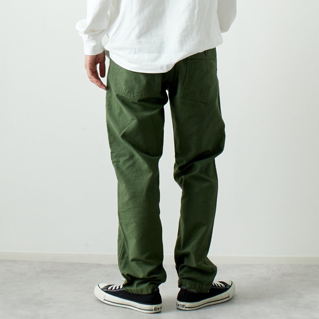 orSlow [オアスロウ] スリムフィット ファティーグパンツ [01-5032] 16 GREEN &&モデル身長：182cm 着用サイズ：2&&