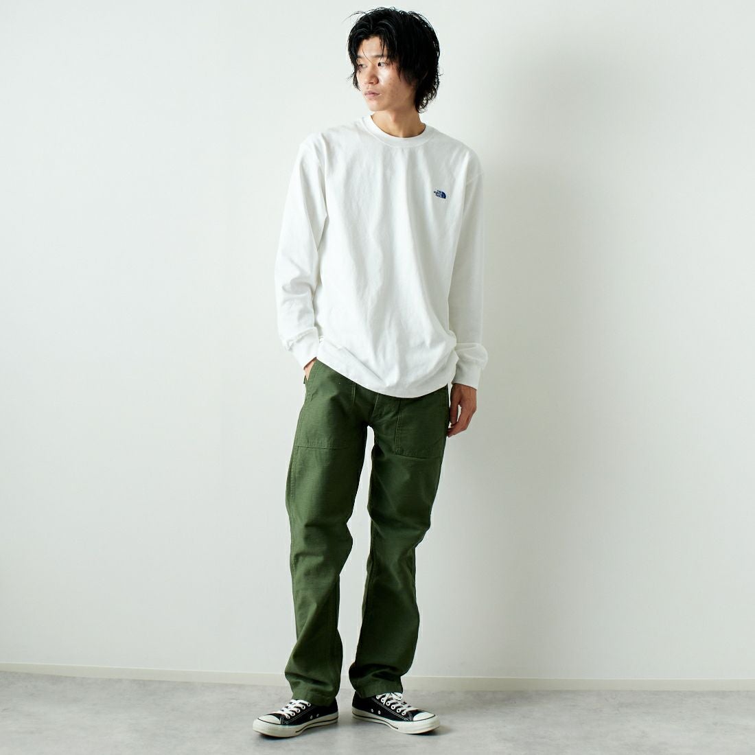 orSlow [オアスロウ] スリムフィット ファティーグパンツ [01-5032] 16 GREEN &&モデル身長：182cm 着用サイズ：2&&