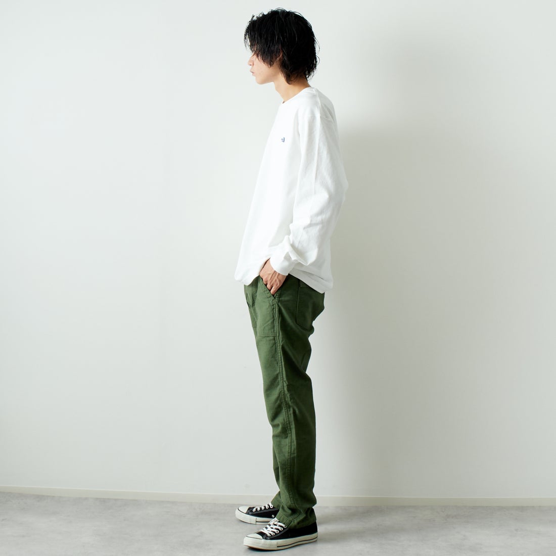 orSlow [オアスロウ] スリムフィット ファティーグパンツ [01-5032] 16 GREEN &&モデル身長：182cm 着用サイズ：2&&