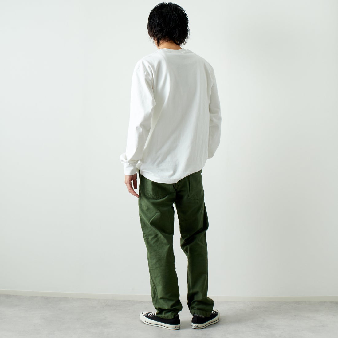 orSlow [オアスロウ] スリムフィット ファティーグパンツ [01-5032] 16 GREEN &&モデル身長：182cm 着用サイズ：2&&