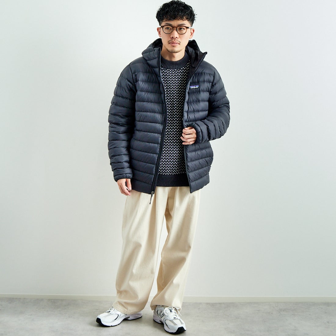 patagonia [パタゴニア] メンズ ダウン セーター フーディ [84702] BLK &&モデル身長：168cm 着用サイズ：L&&