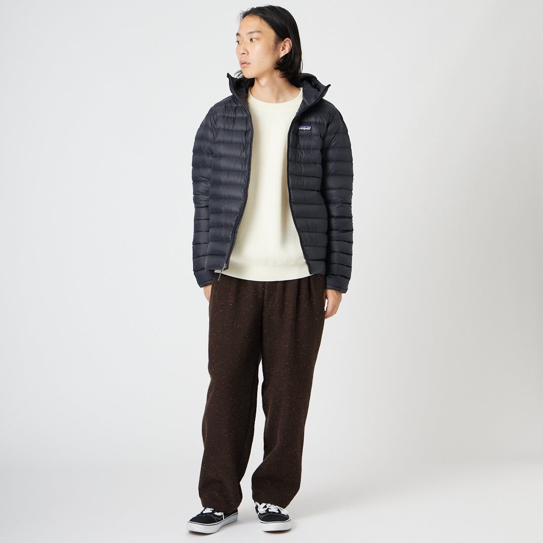 patagonia [パタゴニア] メンズ ダウン セーター フーディ [84702] BLK &&モデル身長：175cm 着用サイズ：S&&