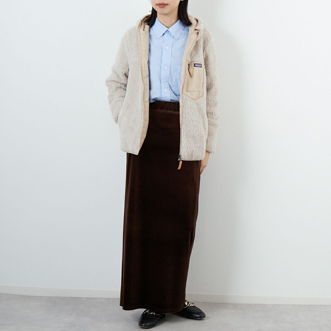 patagonia [パタゴニア] リバーシブル レディ フレディ フーディ [68095] ORTN &&モデル身長：162cm 着用サイズ：KID-XL&&