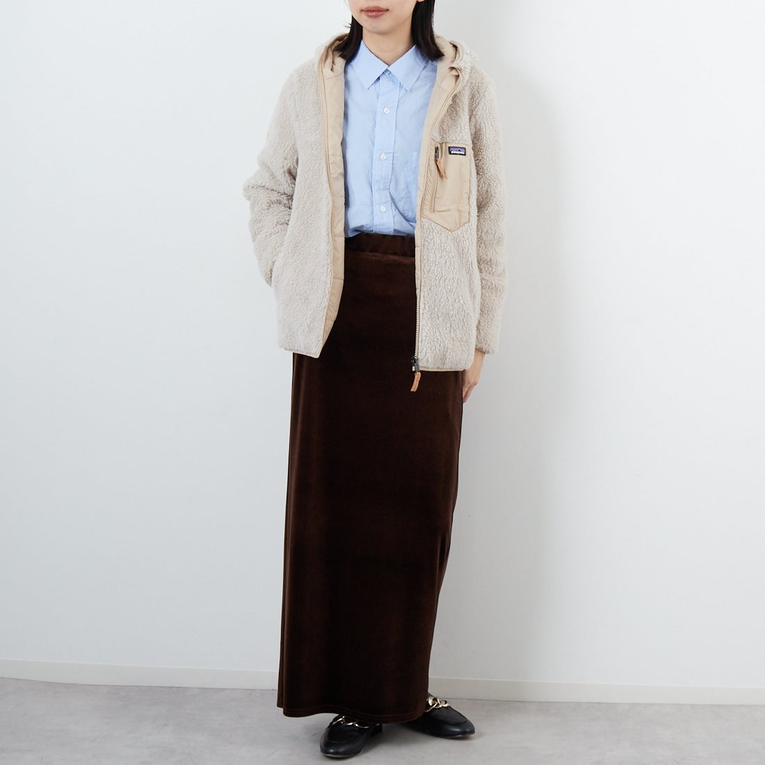 patagonia [パタゴニア] リバーシブル レディ フレディ フーディ [68095] ORTN &&モデル身長：162cm 着用サイズ：KID-XL&&