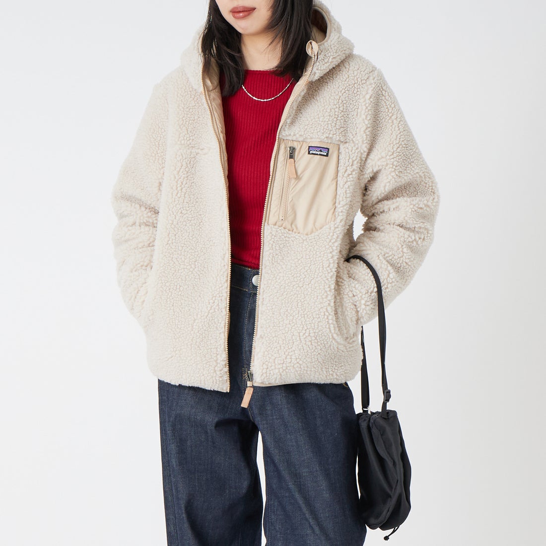 patagonia [パタゴニア] キッズ リバーシブル レディ フレディ フーディ [68095] ORTN &&モデル身長：162cm 着用サイズ：KID-XL&&