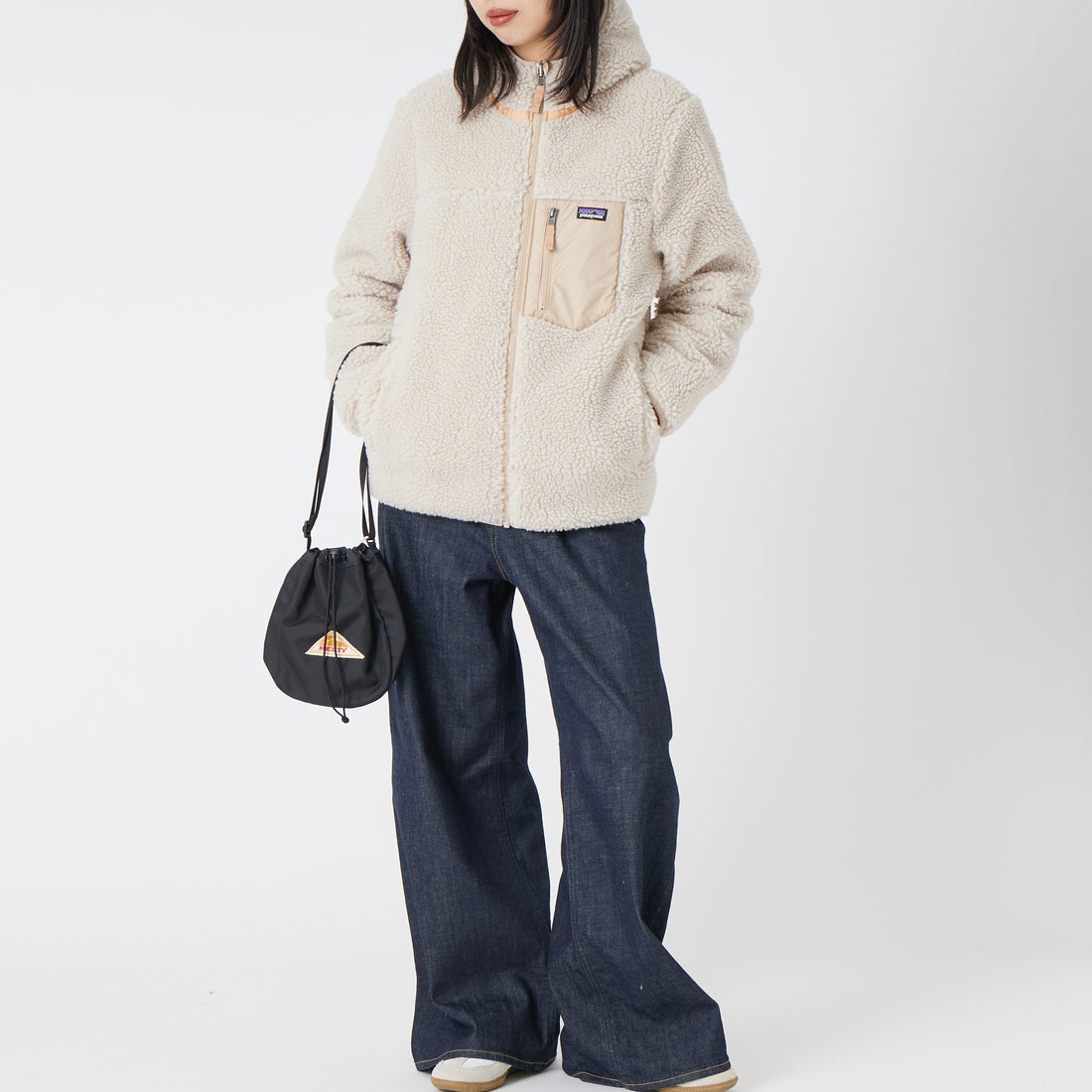 patagonia [パタゴニア] キッズ リバーシブル レディ フレディ フーディ [68095] ORTN &&モデル身長：162cm 着用サイズ：KID-XL&&