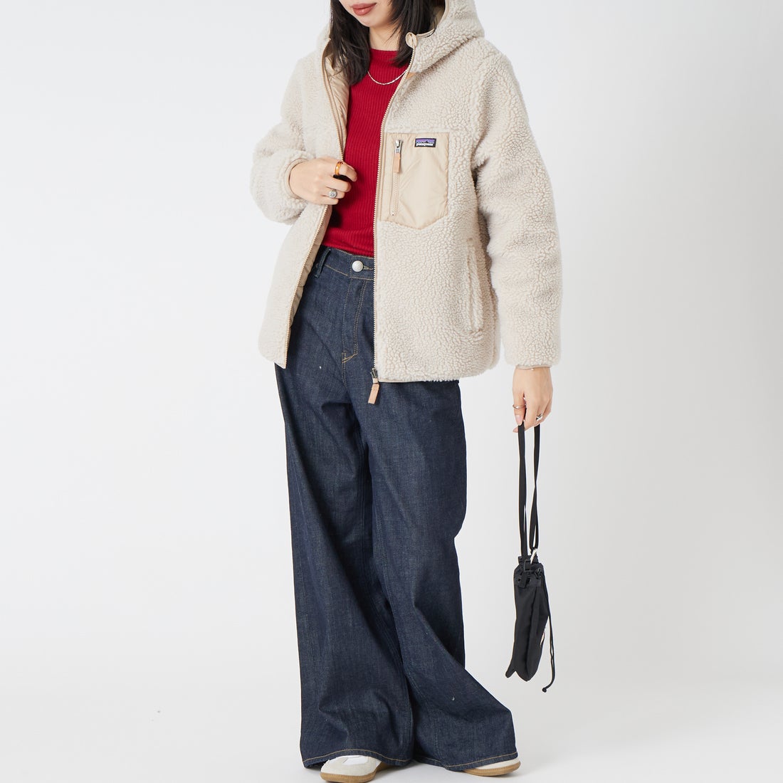 patagonia [パタゴニア] キッズ リバーシブル レディ フレディ フーディ [68095] ORTN &&モデル身長：162cm 着用サイズ：KID-XL&&