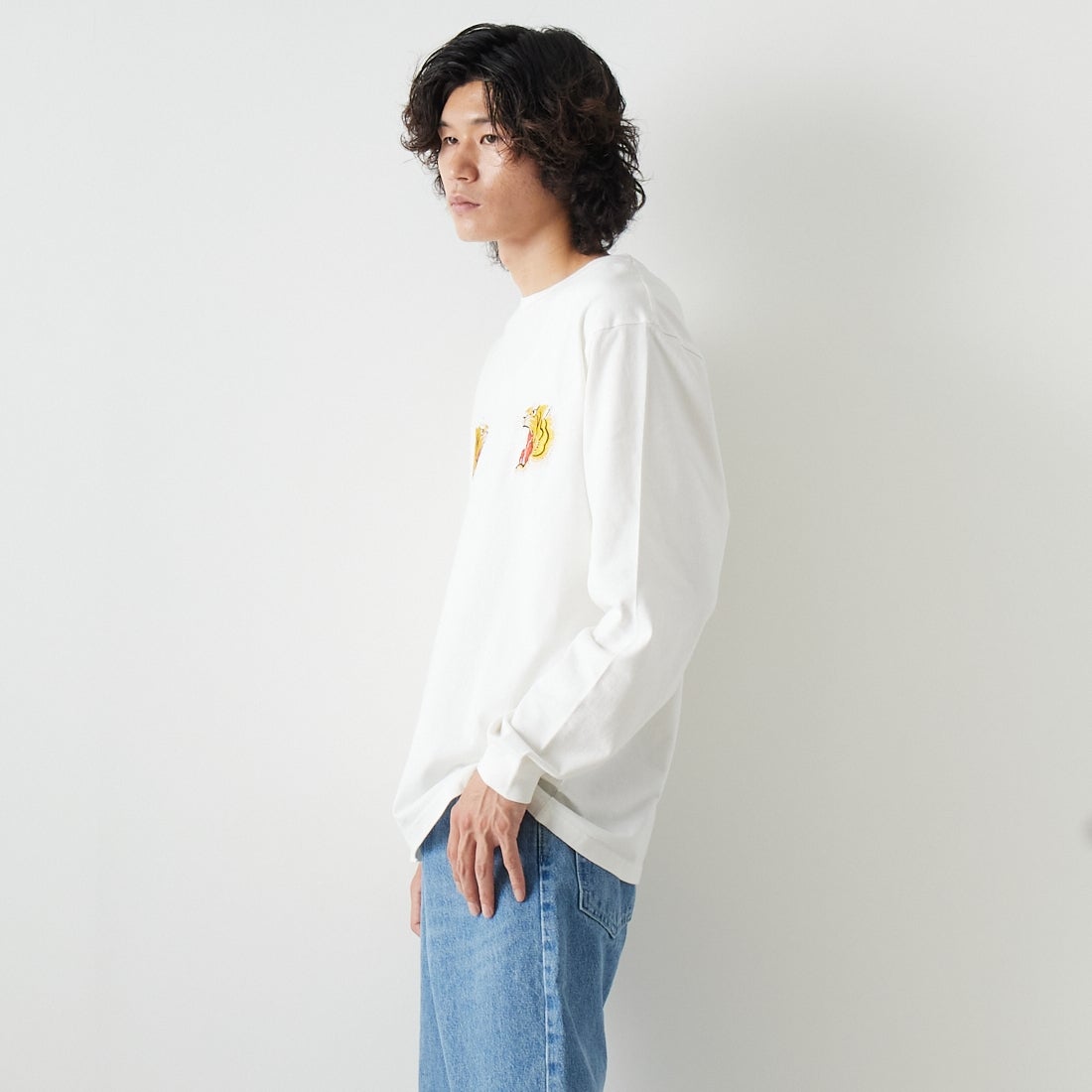 TAILOR TOYO [テーラートウヨウ] ロングスリーブTシャツTIGER [TT69298] 101 WHITE &&モデル身長：182cm 着用サイズ：XL&&