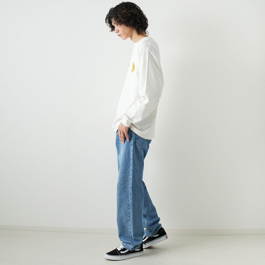 TAILOR TOYO [テーラートウヨウ] ロングスリーブTシャツTIGER [TT69298] 101 WHITE &&モデル身長：182cm 着用サイズ：XL&&