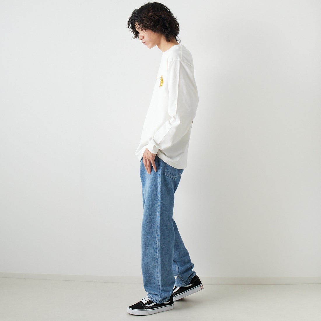 TAILOR TOYO [テーラートウヨウ] ロングスリーブTシャツTIGER [TT69298] 101 WHITE &&モデル身長：182cm 着用サイズ：XL&&