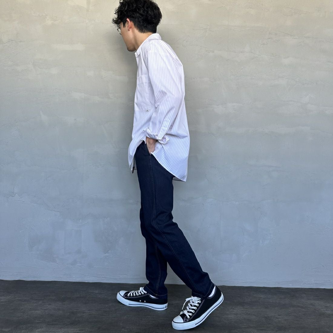 GRAMiCCi [グラミチ] ストレッチデニムNNパンツ タイトクロップド [G113-OGSD] ONE WASH &&モデル身長：168cm 着用サイズ：M&&