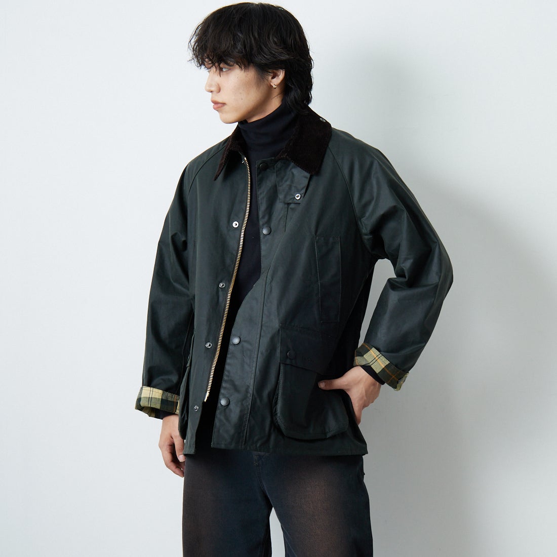 Barbour [バブアー] BEDALE/ビデイル オーバーサイズワックスジャケット [MWX1679] SG91 &&モデル身長：179cm 着用サイズ：38&&