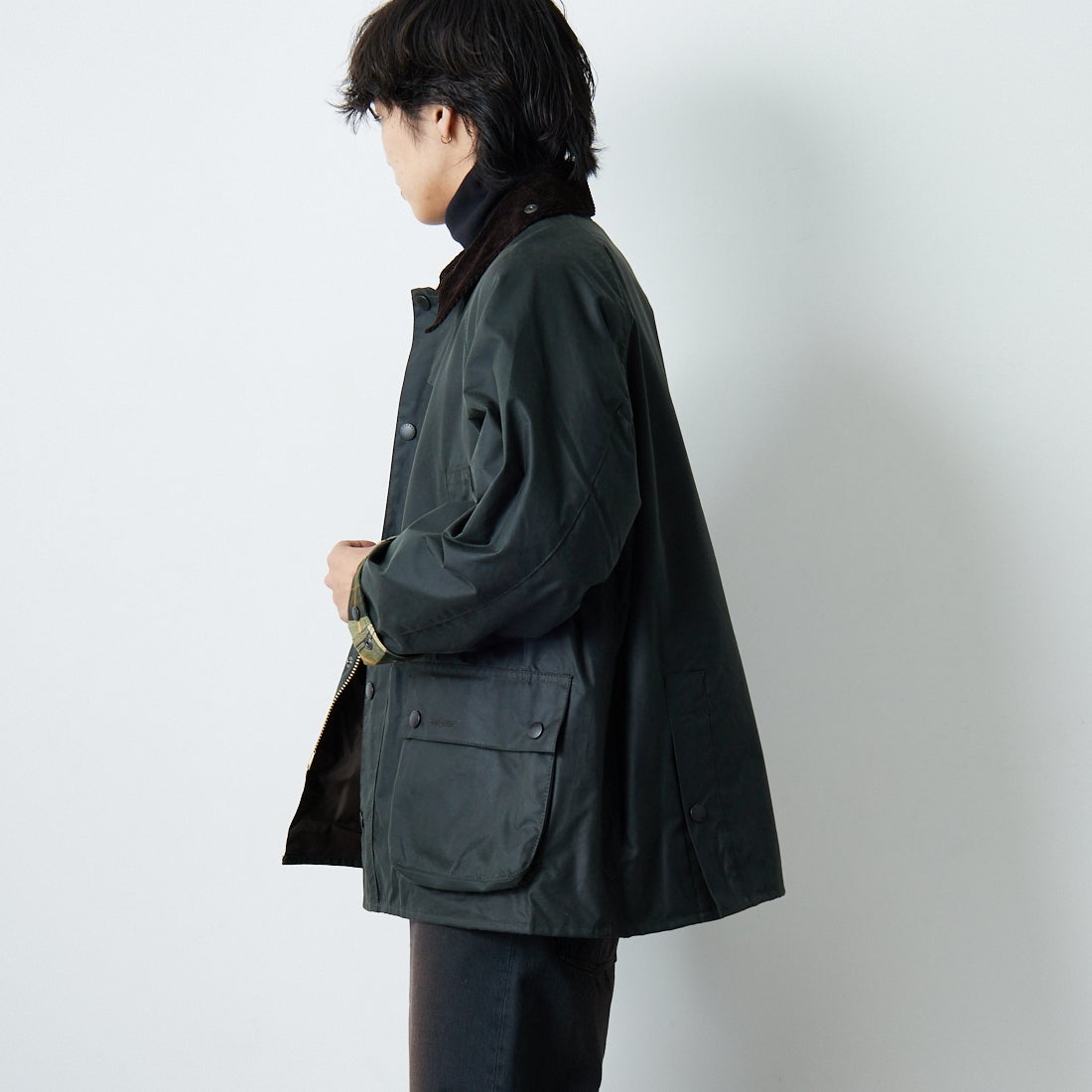 Barbour [バブアー] BEDALE/ビデイル ワックス コットン ブルゾン(オーバーサイズ フィット) [MWX1679] SG91 &&モデル身長：179cm 着用サイズ：38&&