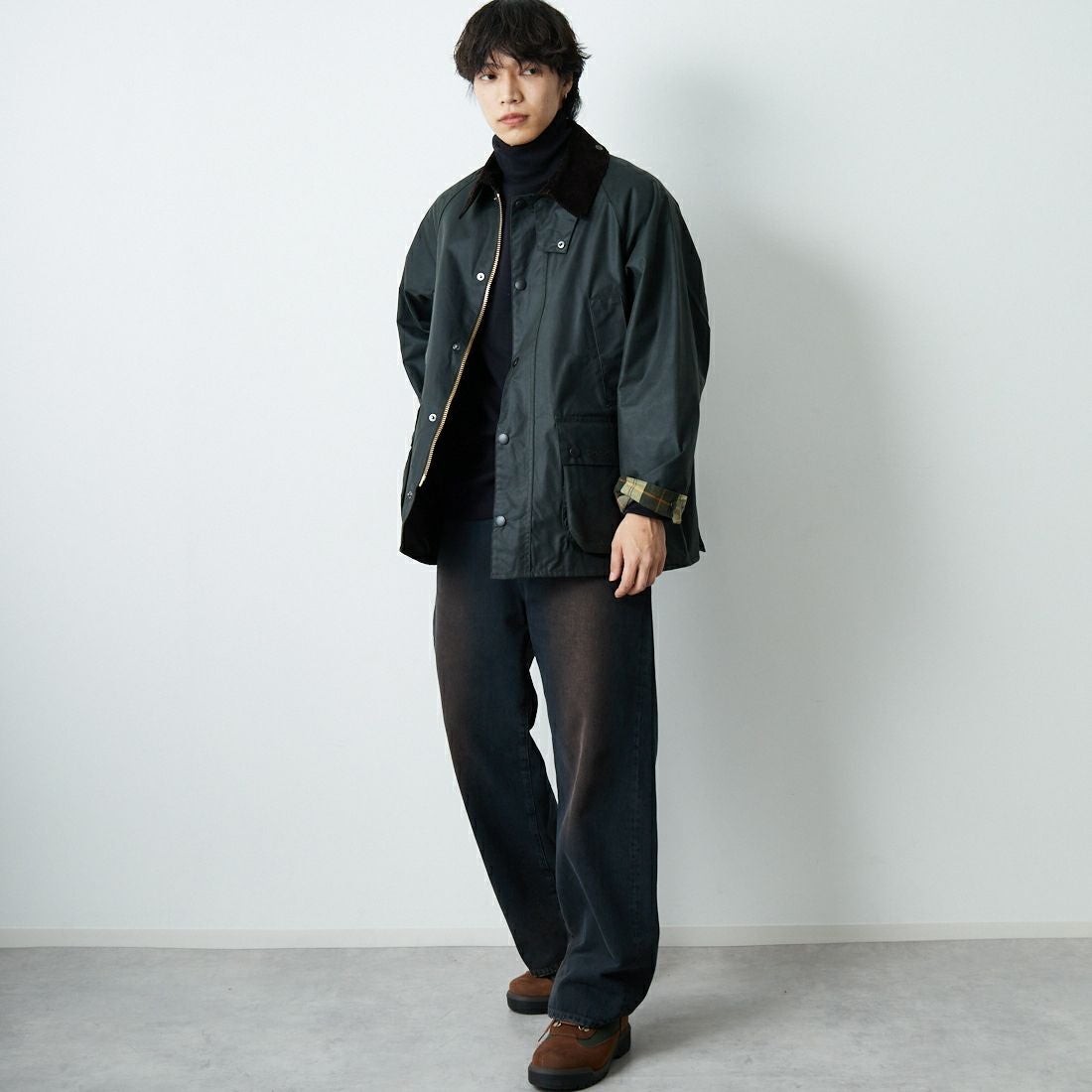 Barbour [バブアー] BEDALE/ビデイル ワックス コットン ブルゾン(オーバーサイズ フィット) [MWX1679] SG91 &&モデル身長：179cm 着用サイズ：38&&