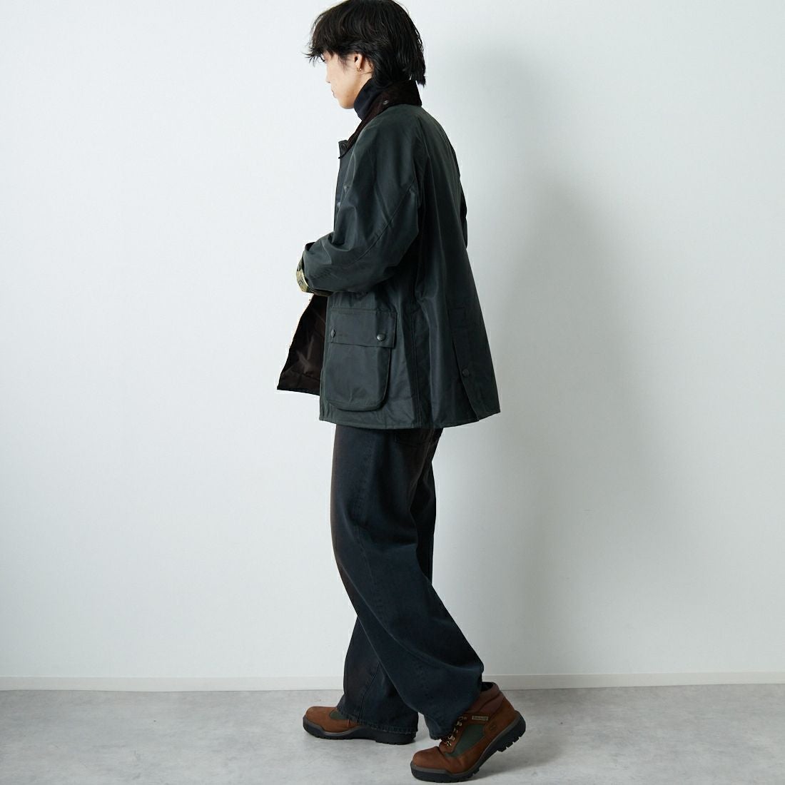 Barbour [バブアー] BEDALE/ビデイル ワックス コットン ブルゾン(オーバーサイズ フィット) [MWX1679] SG91 &&モデル身長：179cm 着用サイズ：38&&