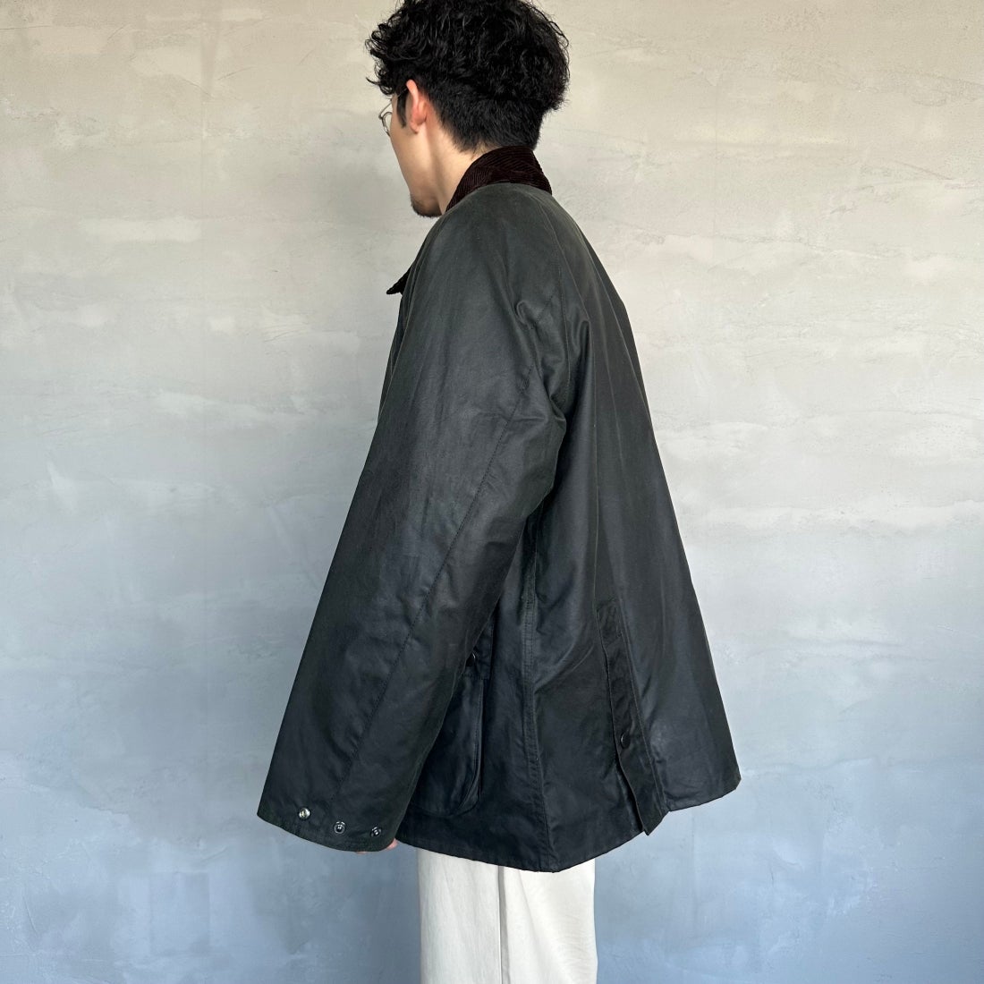 Barbour [バブアー] BEDALE/ビデイル ワックス コットン ブルゾン(オーバーサイズ フィット) [MWX1679] SG91 &&モデル身長：168cm 着用サイズ：38&&