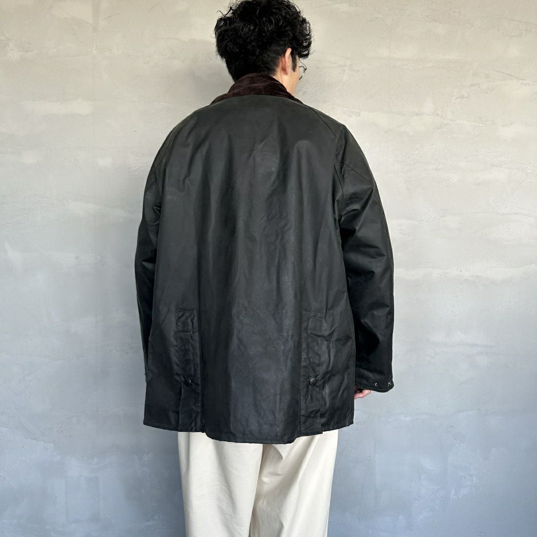 Barbour [バブアー] BEDALE/ビデイル ワックス コットン ブルゾン(オーバーサイズ フィット) [MWX1679] SG91 &&モデル身長：168cm 着用サイズ：38&&