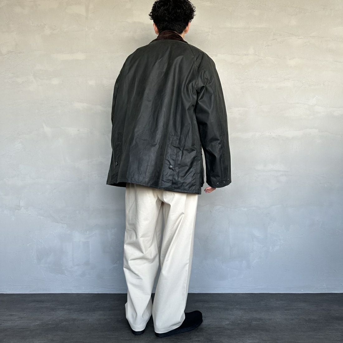 Barbour [バブアー] BEDALE/ビデイル ワックス コットン ブルゾン(オーバーサイズ フィット) [MWX1679] SG91 &&モデル身長：168cm 着用サイズ：38&&