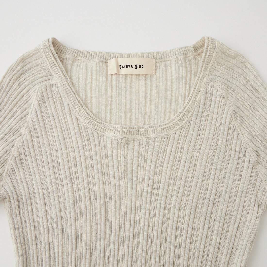 tumugu: [ツムグ] ランダムリブUネックニット [TK9407A] 03 OATMEAL