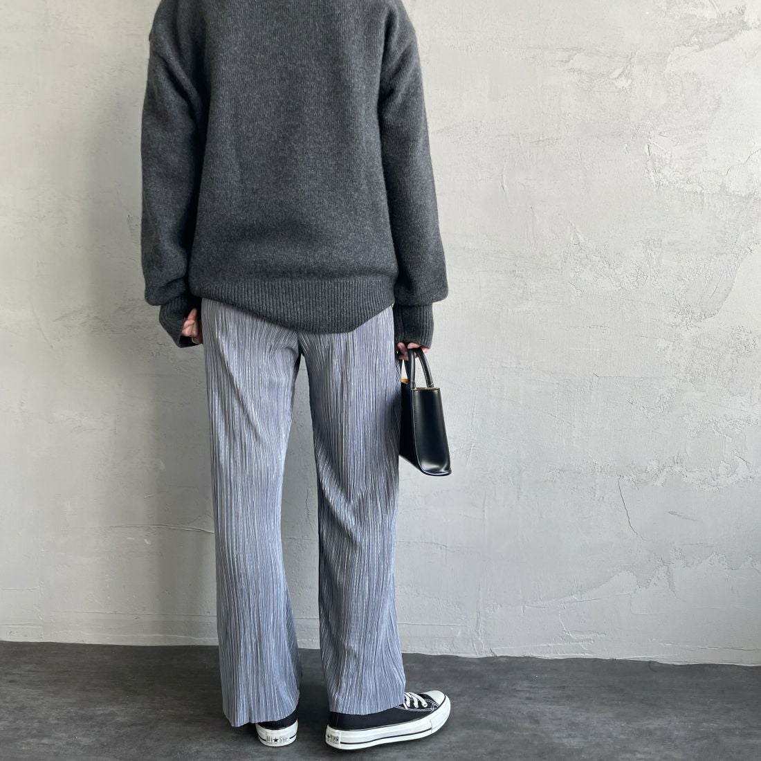 Jf Ready Made [ジェイエフレディメイド] プリーツイージーパンツ [35286561-JF] ｸﾞﾚｰ&&モデル身長：158cm　着用サイズ：F&&