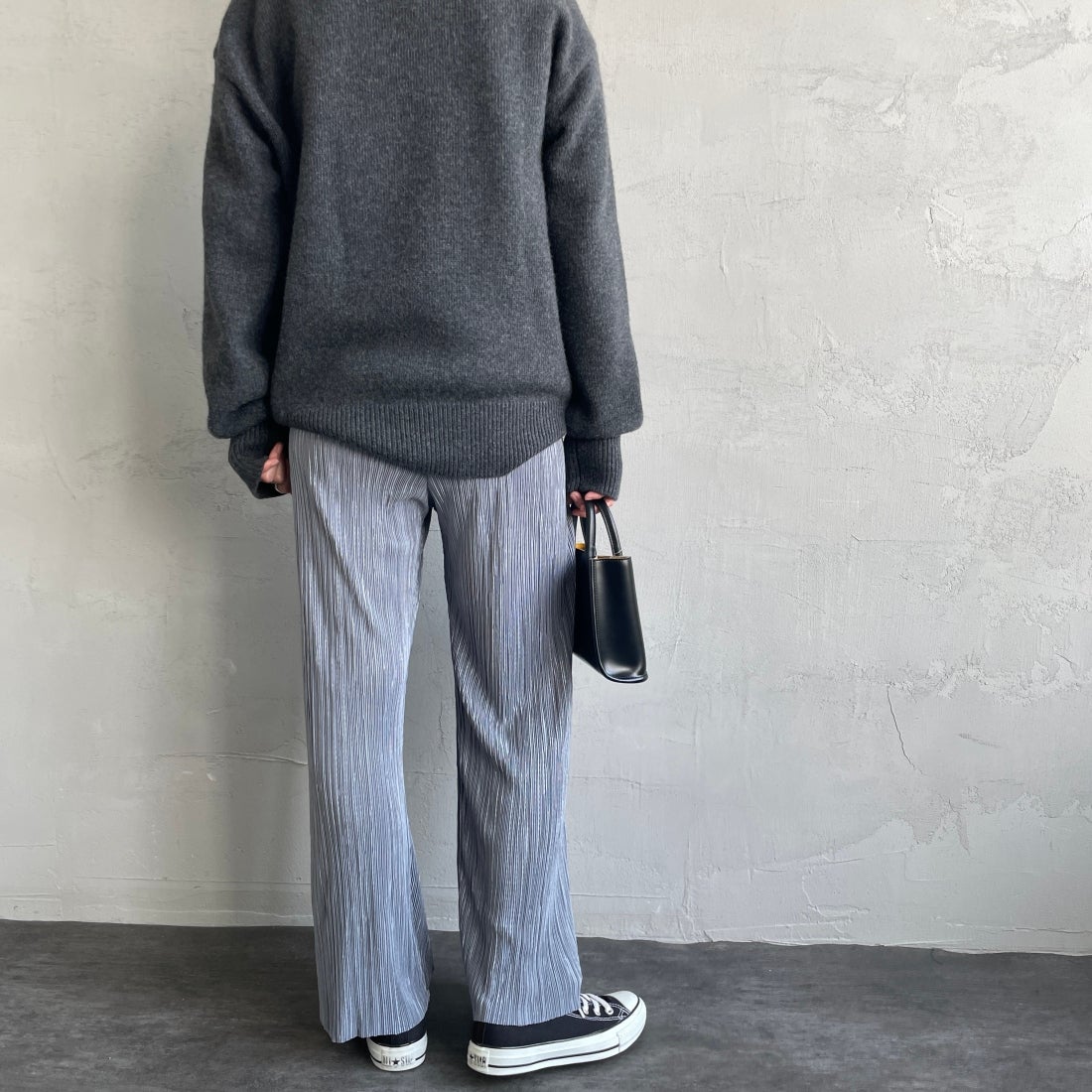 Jf Ready Made [ジェイエフレディメイド] プリーツイージーパンツ [35286561-JF] ｸﾞﾚｰ&&モデル身長：158cm　着用サイズ：F&&