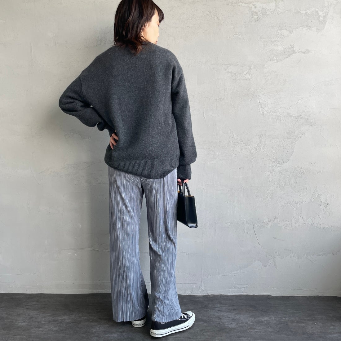Jf Ready Made [ジェイエフレディメイド] プリーツイージーパンツ [35286561-JF] ｸﾞﾚｰ&&モデル身長：158cm　着用サイズ：F&&