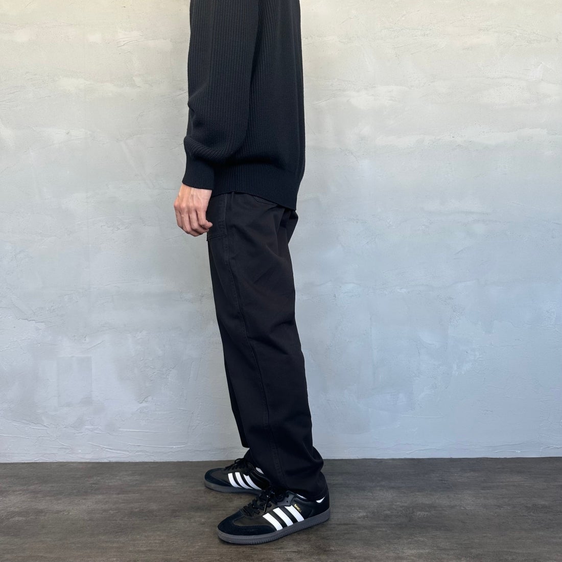 GRAMiCCi [グラミチ] ルーズテーパードリッジパンツ [G114-OGT] BLACK &&モデル身長：167cm 着用サイズ：M&&