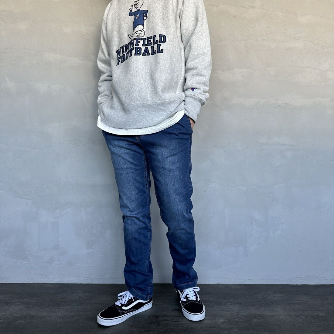 GRAMiCCi [グラミチ] ストレッチデニムNNパンツ クロップド [G112-OGSD] DARK USED &&モデル身長：173cm 着用サイズ：M&&