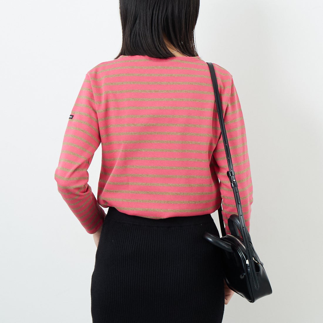 ST.JAMES [セントジェームス] バスクボーダーロングスリーブTシャツ [OUESSANT] DRA/MAL &&モデル身長：162cm 着用サイズ：3&&