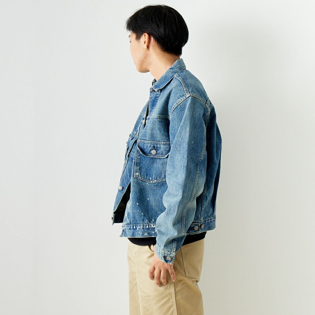 orSlow [オアスロウ] 別注 TYPE2 1950Sプリーツフロントデニムジャケット [81-6002-JF] 97 DENIM U &&モデル身長：179cm 着用サイズ：5&&