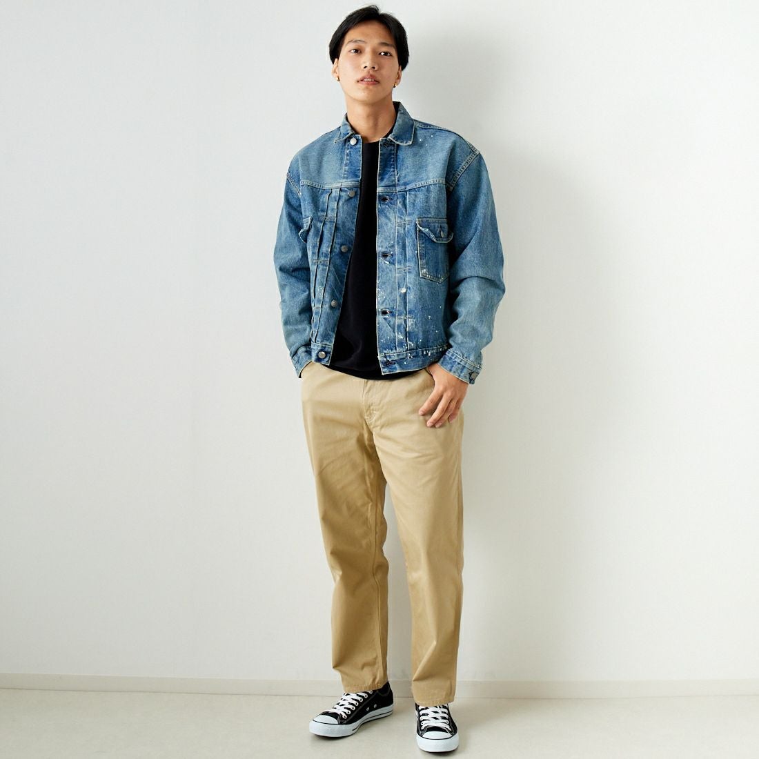 orSlow [オアスロウ] 別注 TYPE2 1950Sプリーツフロントデニムジャケット [81-6002-JF] 97 DENIM U &&モデル身長：179cm 着用サイズ：5&&