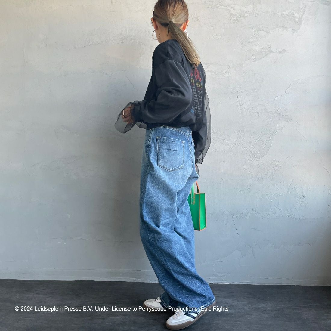 GOOD ROCK SPEED [グッドロックスピード] 別注 AC/DC ロゴプリントロングスリーブTシャツ [INTN-001-JF] BLACK &&モデル身長：156cm 着用サイズ：S&&