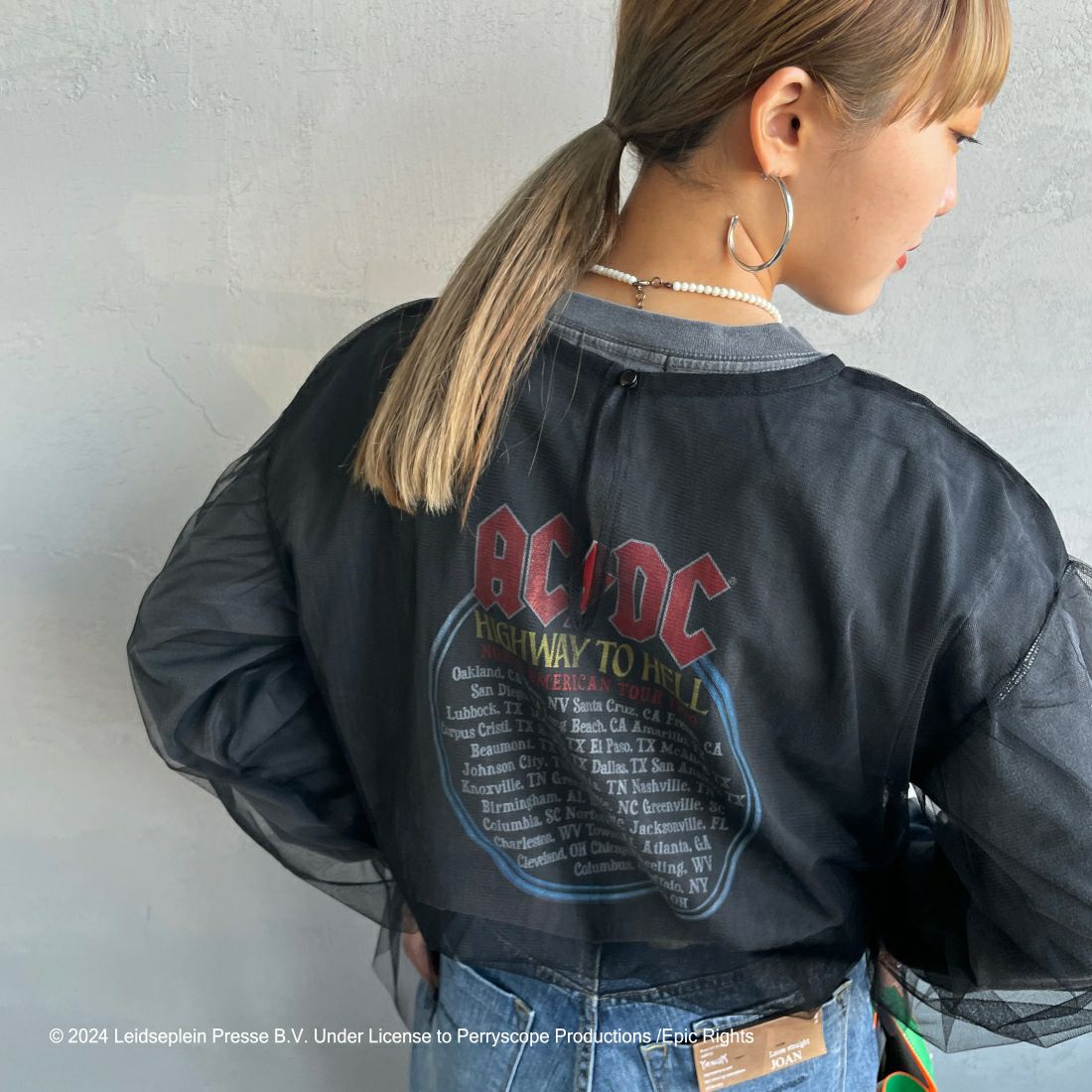 GOOD ROCK SPEED [グッドロックスピード] 別注 AC/DC ロゴプリントロングスリーブTシャツ [INTN-001-JF] BLACK &&モデル身長：156cm 着用サイズ：S&&