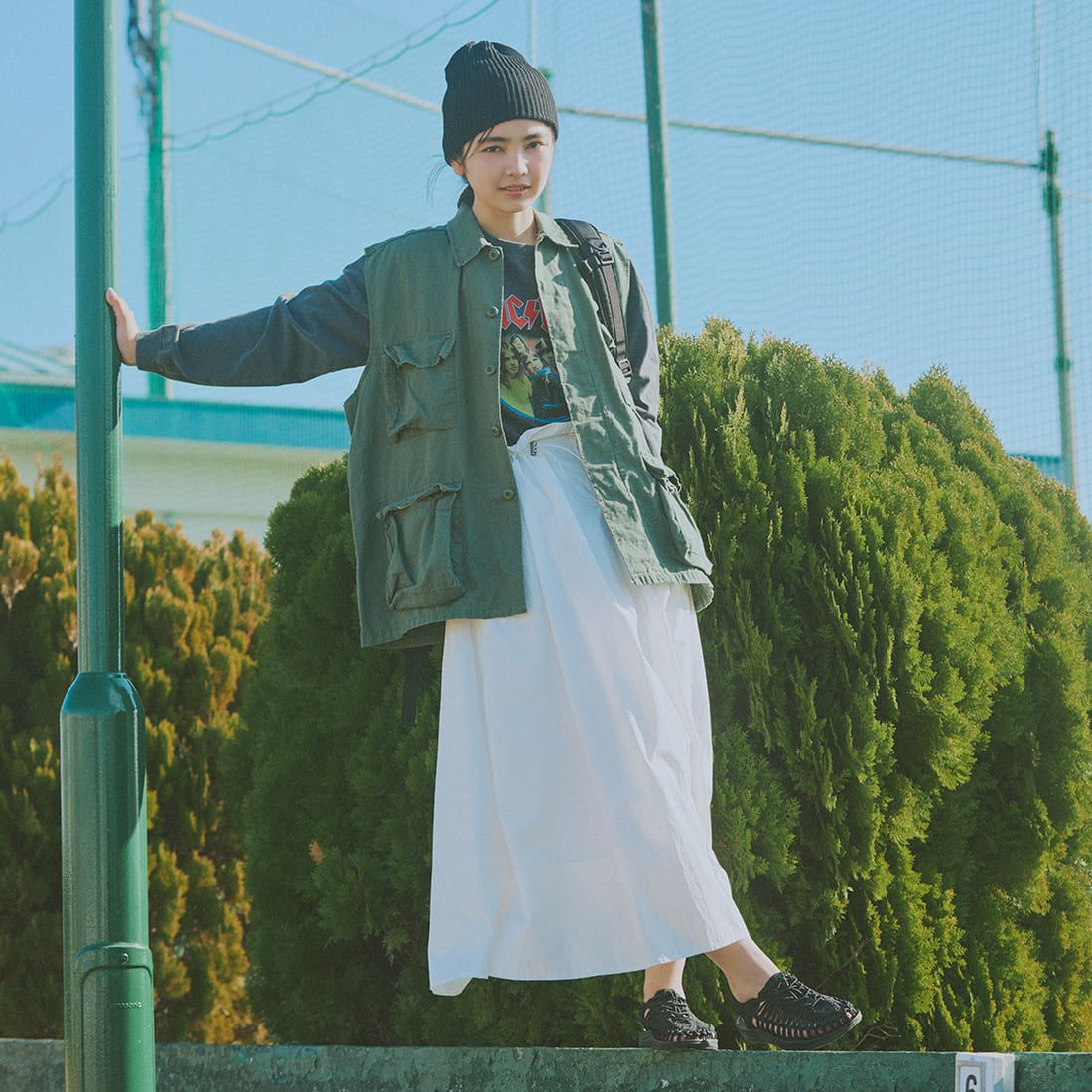 GOOD ROCK SPEED [グッドロックスピード] 別注 AC/DC ロゴプリントロングスリーブTシャツ [INTN-001-JF] BLACK &&モデル身長：165cm 着用サイズ：S&&