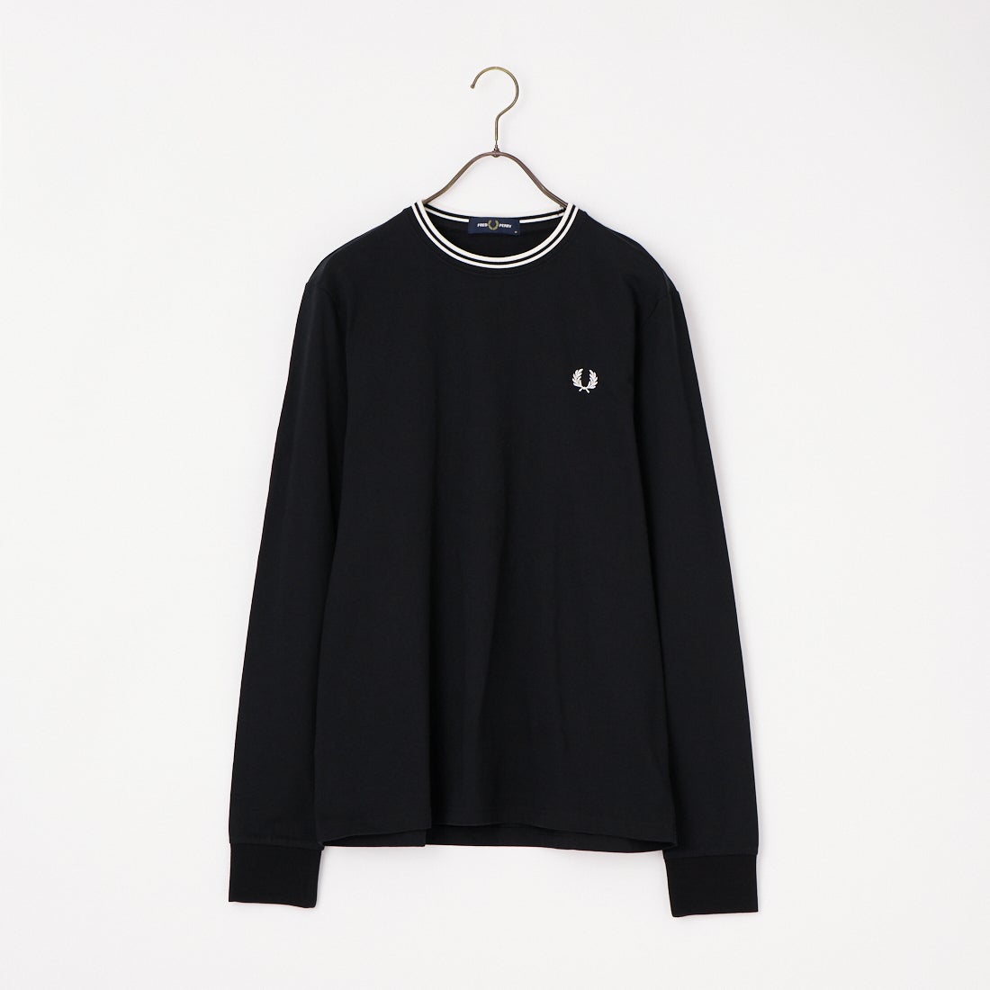 FRED PERRY [フレッドペリー] ティップライン ワンポイント刺繍Tシャツ [M9602] R88 BLACK