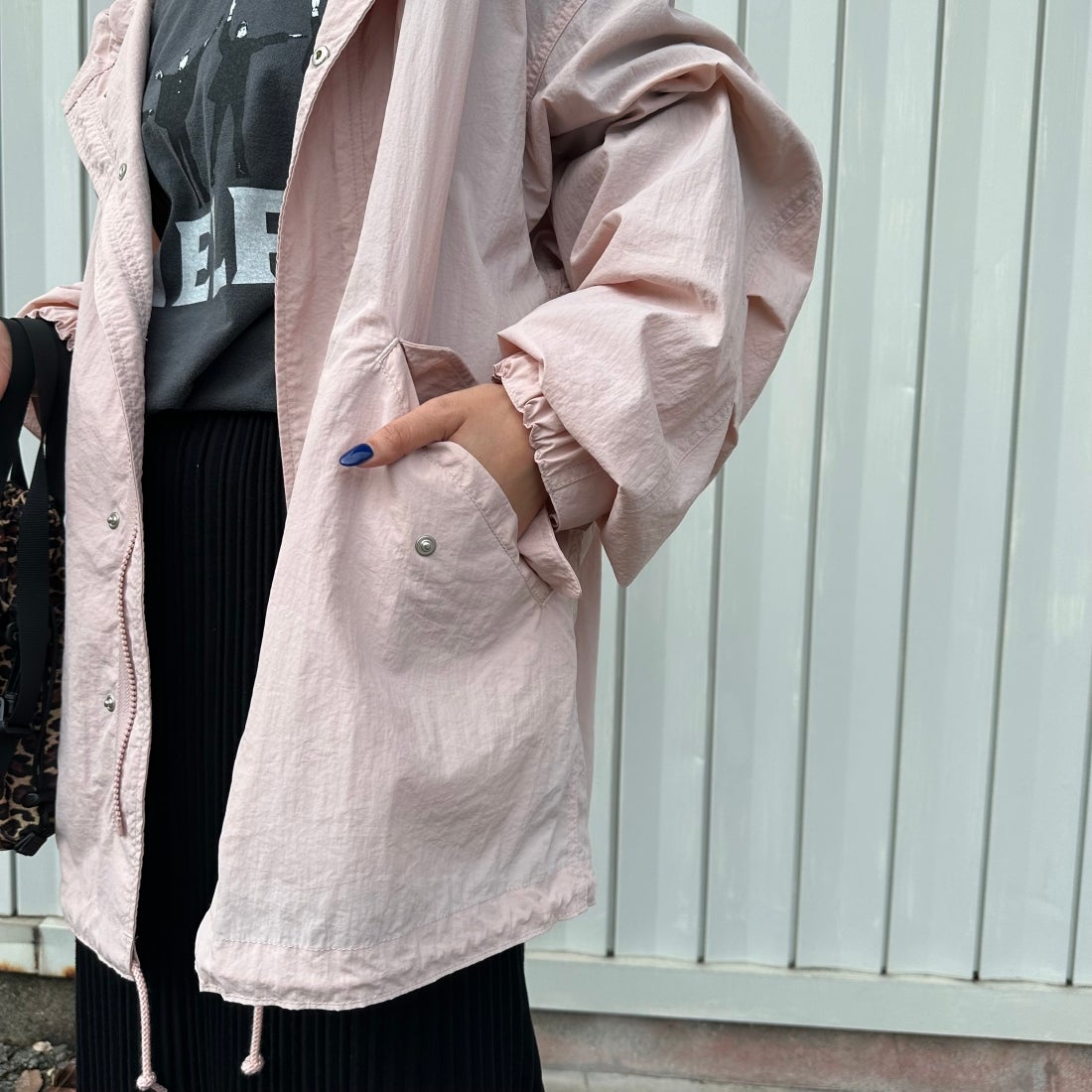 Jeans Factory Clothes [ジーンズファクトリークローズ] ショート丈 ナイロンモッズパーカー [IN1-CT-4] PINK &&モデル身長：156cm 着用サイズ：F&&