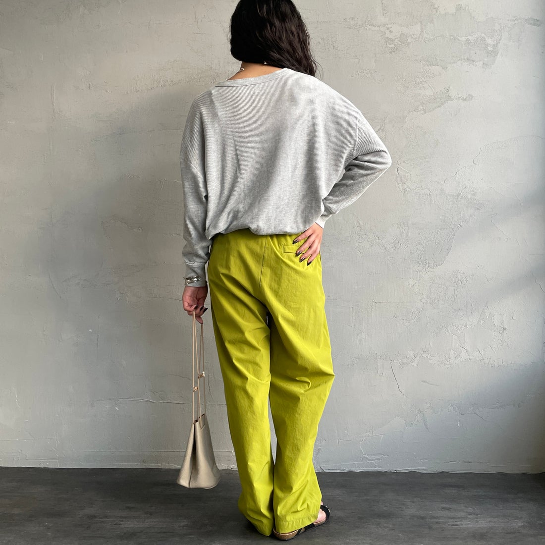 Jeans Factory Clothes [ジーンズファクトリークローズ] 7DAYSナイロンイージーパンツ [IN11-PT-5] ﾋﾟｽﾀﾁｵ &&モデル身長：162cm 着用サイズ：F&&
