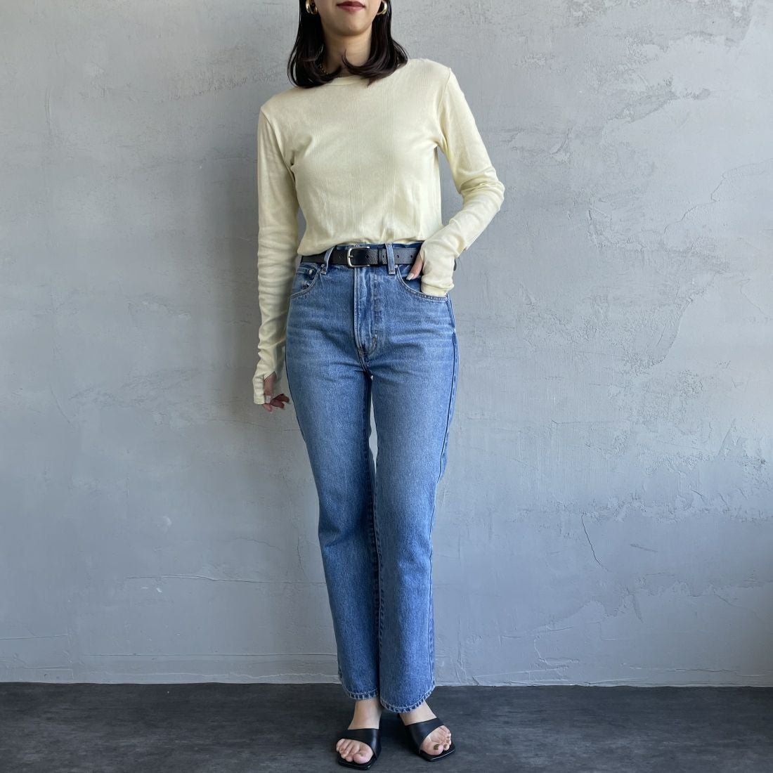 NEEDBY heritage [ニードバイヘリテージ] 別注 GEORGE ブーツカットデニム [GEORGE-JF] MB &&モデル身長：160cm 着用サイズ：26&&