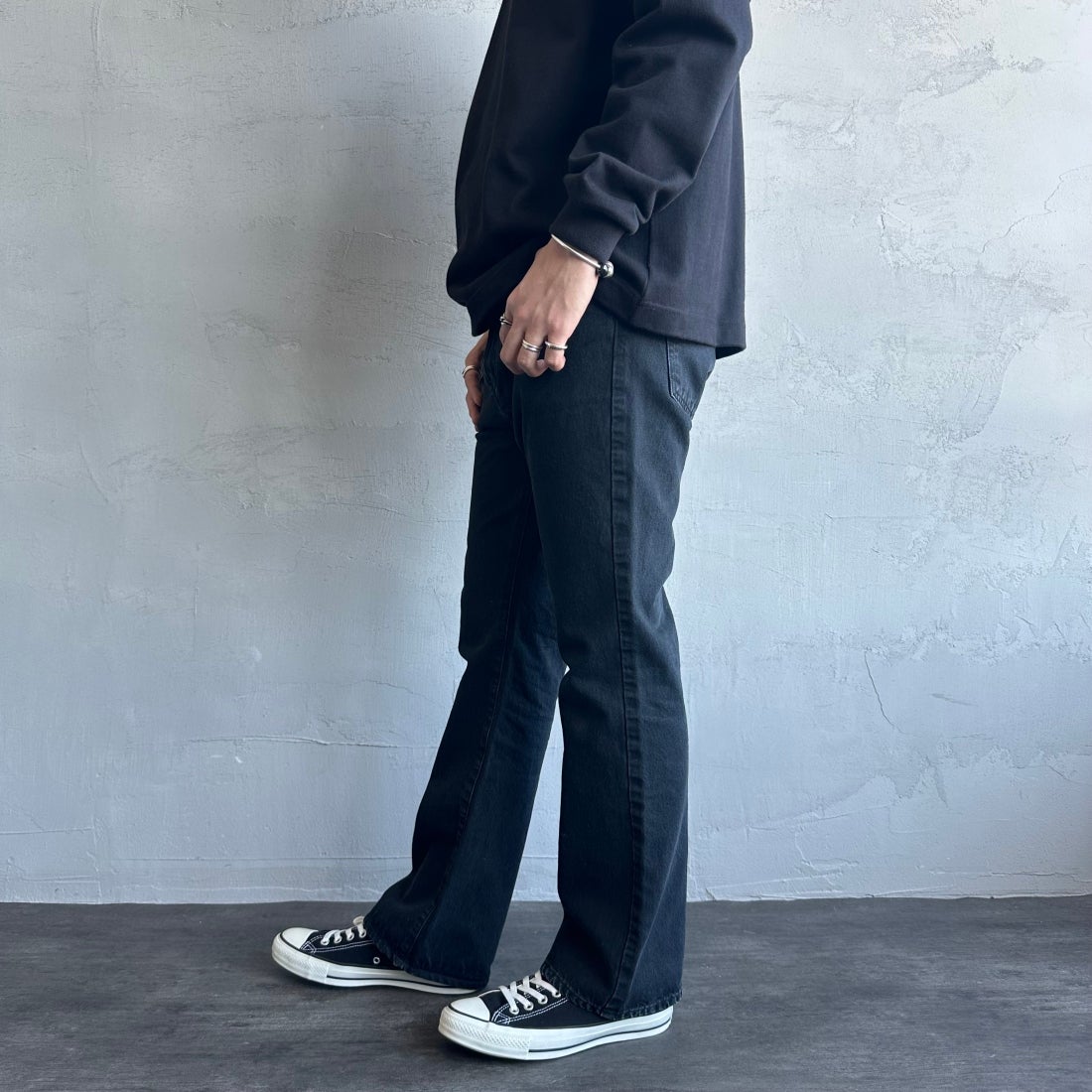 NEEDBY heritage [ニードバイヘリテージ] 別注 GEORGE ブーツカットデニム [GEORGE-JF] BO &&モデル身長：173cm 着用サイズ：29&&