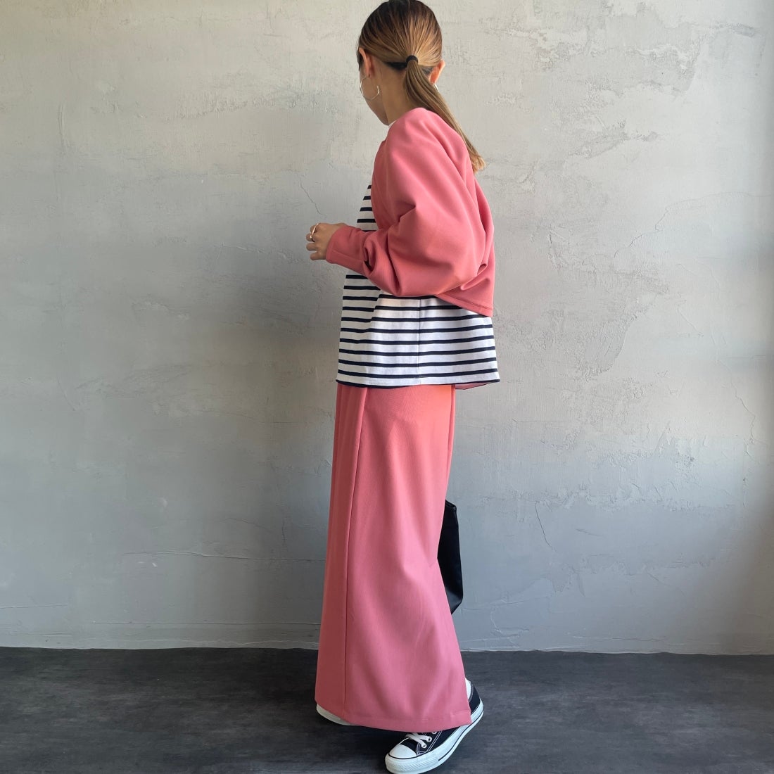 By/m [バイエム] ギャザーベルト付きカットボレロ [23142064] 41 MACARON &&モデル身長：156cm 着用サイズ：F&&