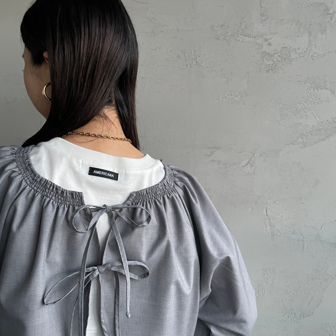 By/m [バイエム] 2WAY ボレロブラウス [23142056] 07 GRAY &&モデル身長：163cm 着用サイズ：F&&