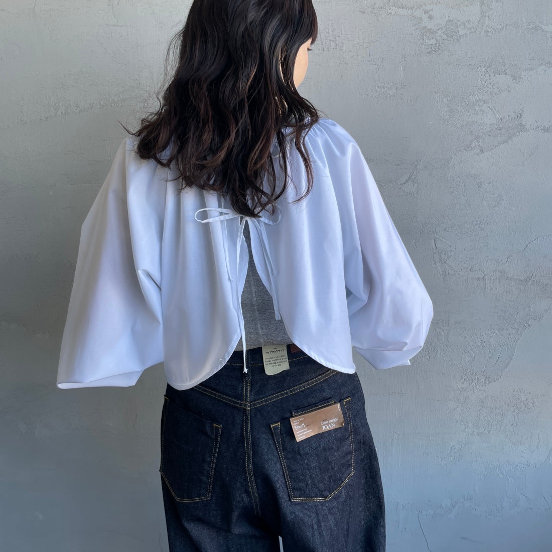 By/m [バイエム] 2WAY ボレロブラウス [23142056] 01 WHITE &&モデル身長：160cm 着用サイズ：F&&