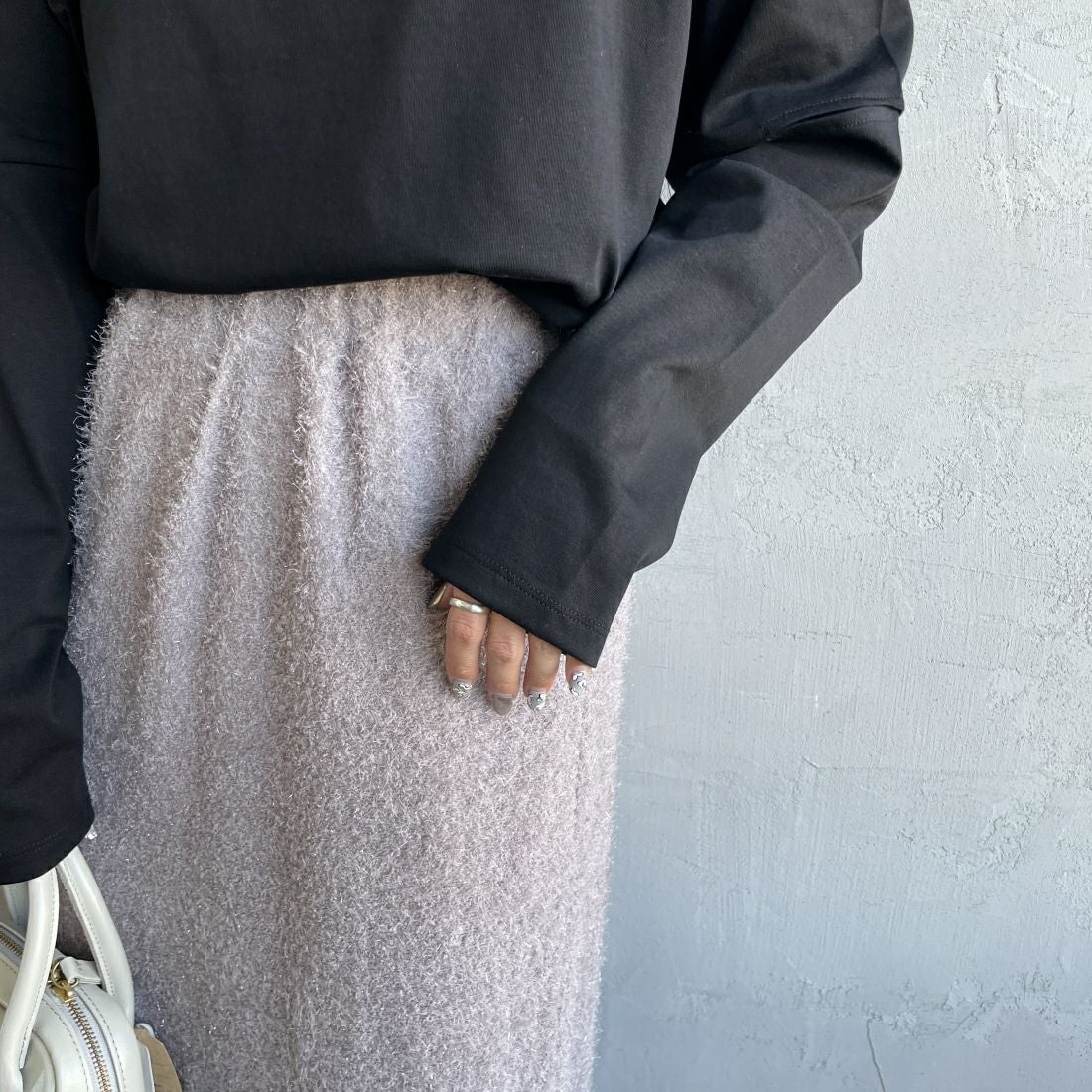 By/m [バイエム] フェザーフリンジ ナローロングスカート [23142066] 07 GRAY